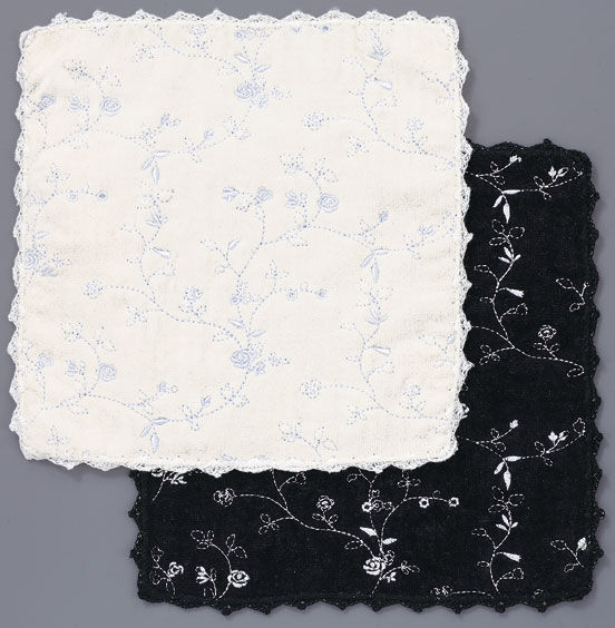 手編みレース総刺繍タオルハンカチE柄