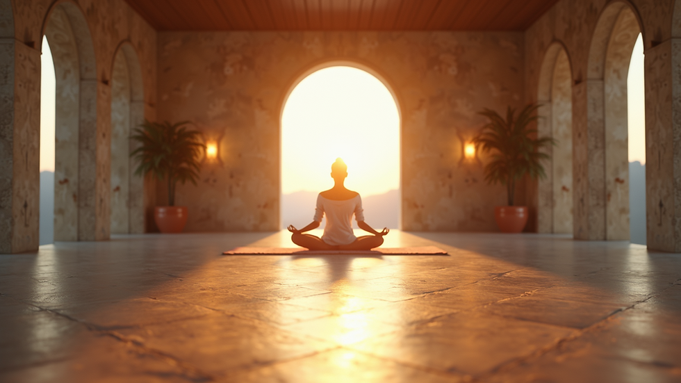 Eye-level view of a serene indoor meditation space