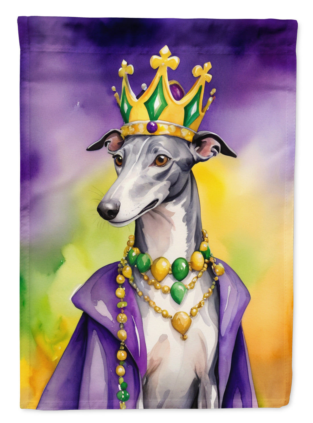 Greyhound King of Mardi Gras Garden Flag