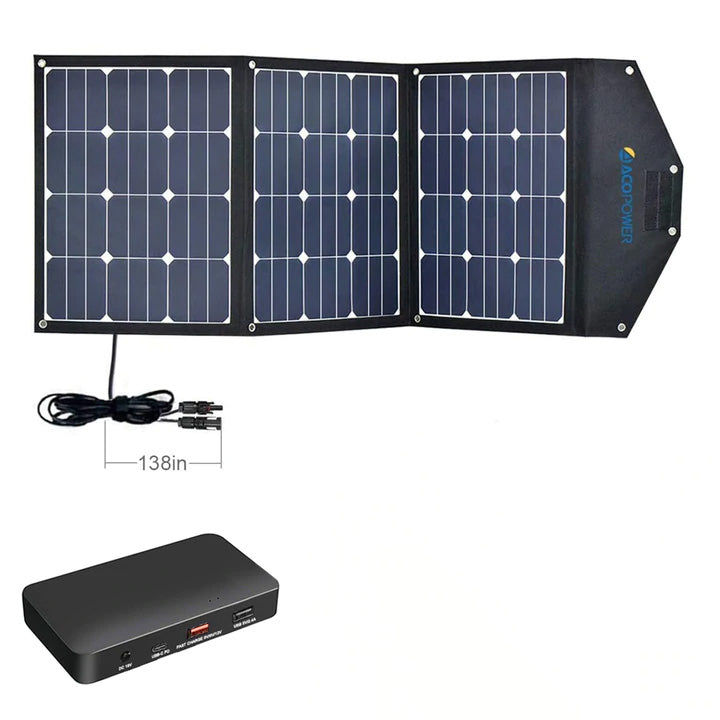 ACOPower 120W Portable Solar Panel Foldable Suitcase With Built in Integrated