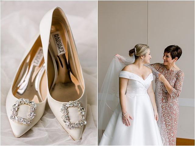 Wedding photo of bride getting dressed