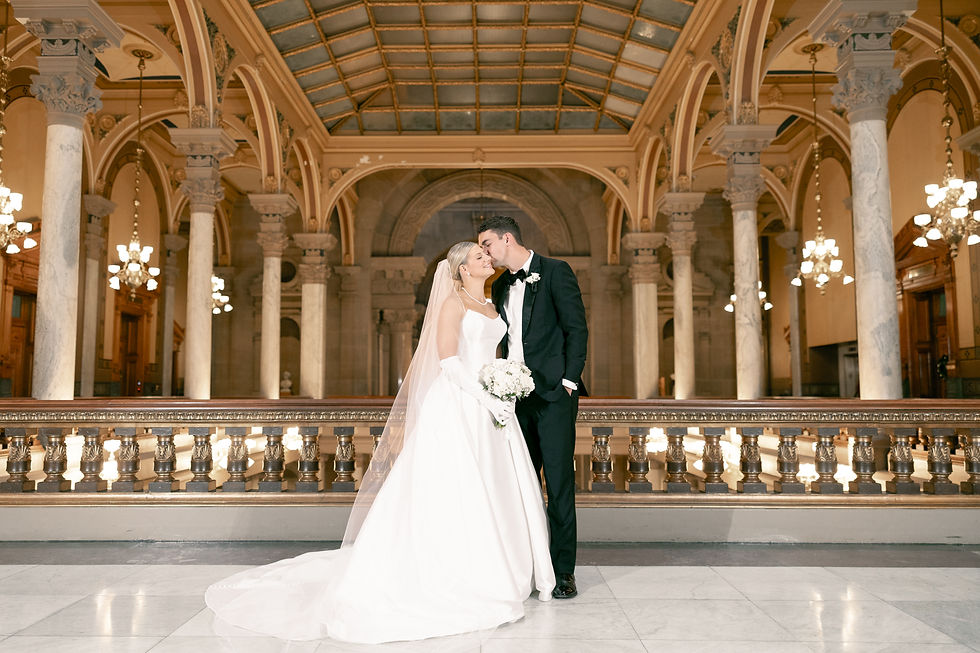 Indiana State house wedding photos of bride and groom