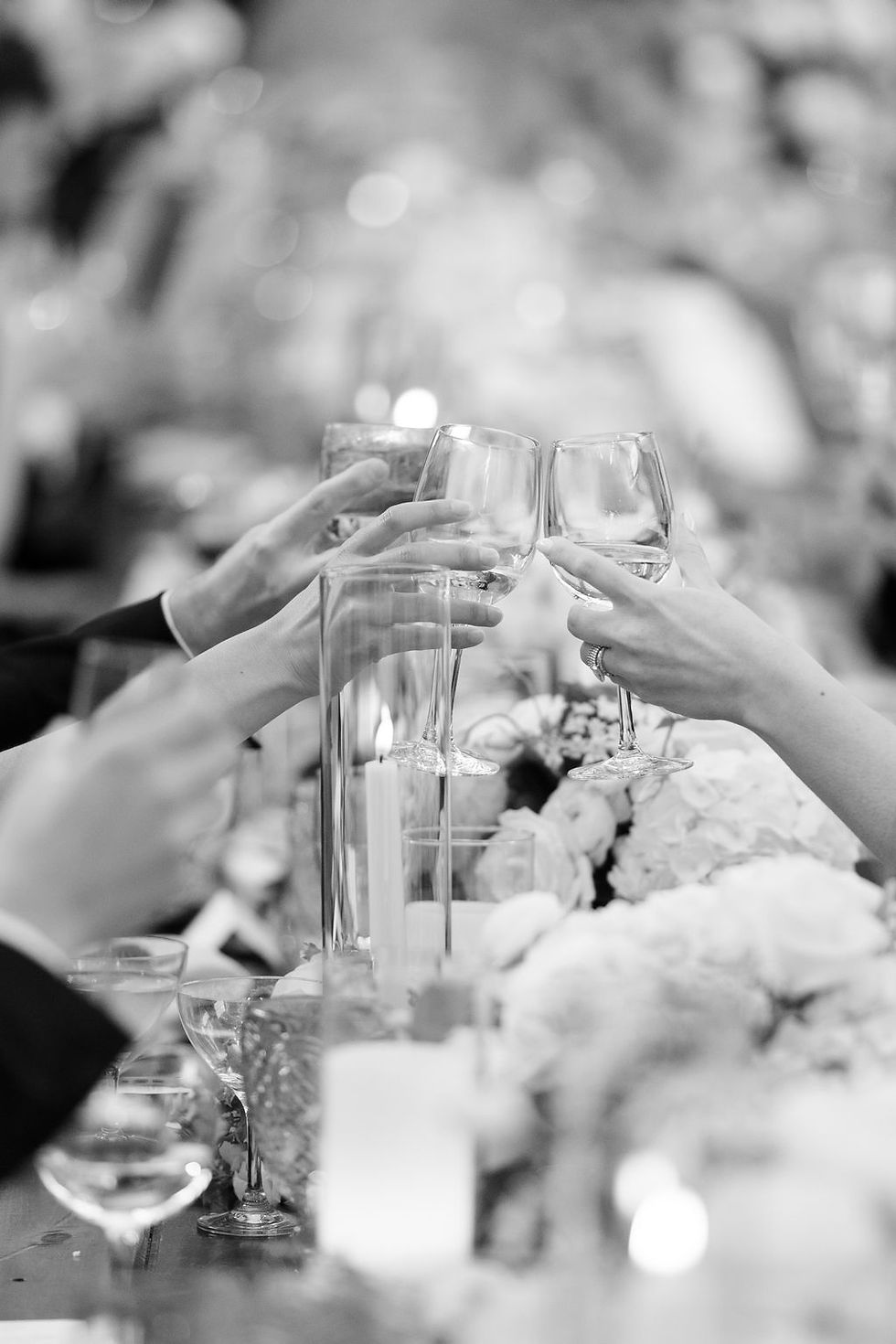 Glasses for cheers at Newfields Indianapolis Wedding reception