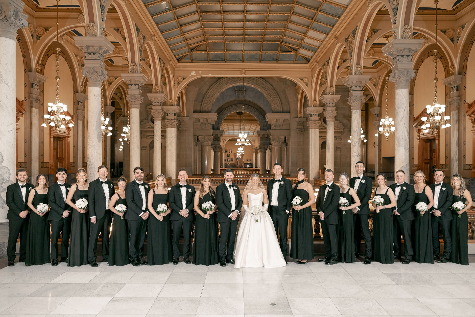 Indiana State House wedding photos of wedding party 