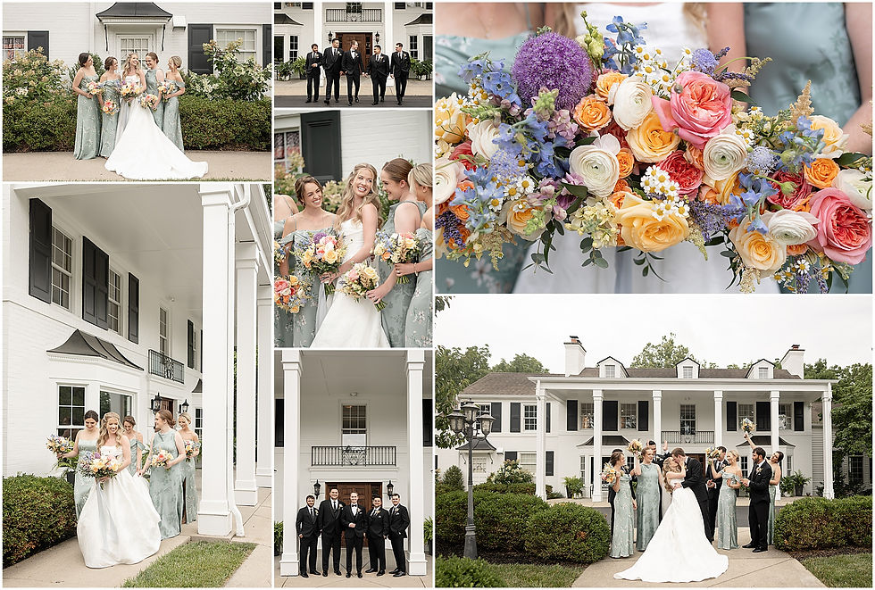 Black Iris Estate wedding photos with wedding party in Carmel Indiana