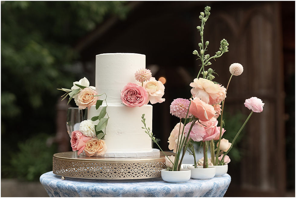 Wedding cake display at Artisan Acres Noblesville Indiana