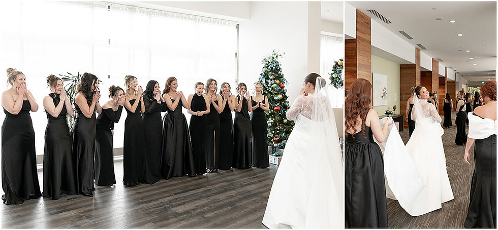 Grand reveal of bride to bridesmaids  bridesmaids 