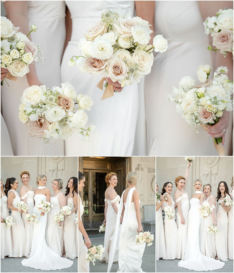 Champagne and ivory spring wedding photo of wedding day downtown Indianapolis