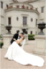 Bride and groom doing a dip in Carmel Indiana