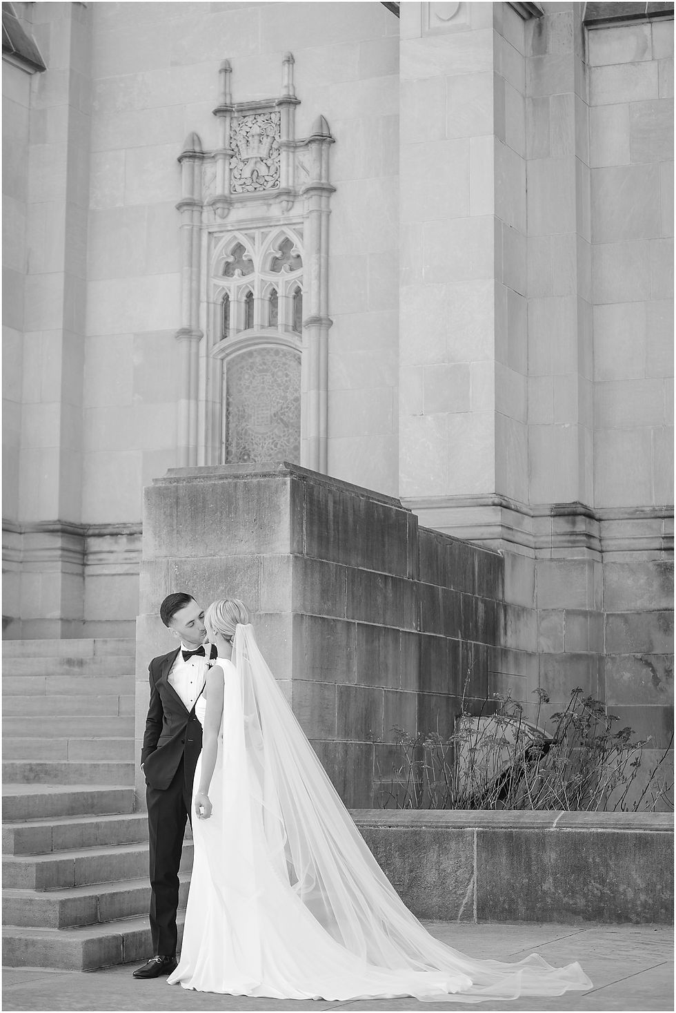 Indianapolis wedding photo of bride and groom at Scottish Rite Cathedral