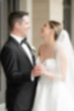 Bride and groom laughing at hotel Carmichael wedding