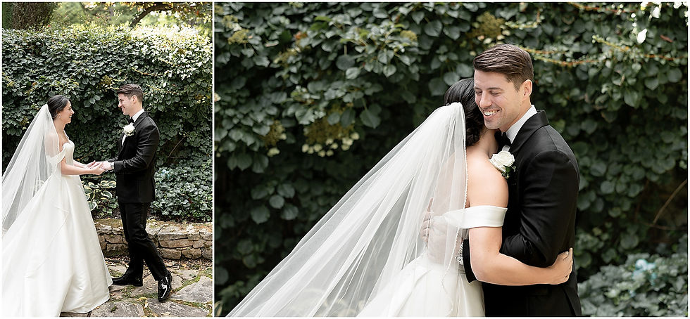 First look with bride and groom on their wedding day