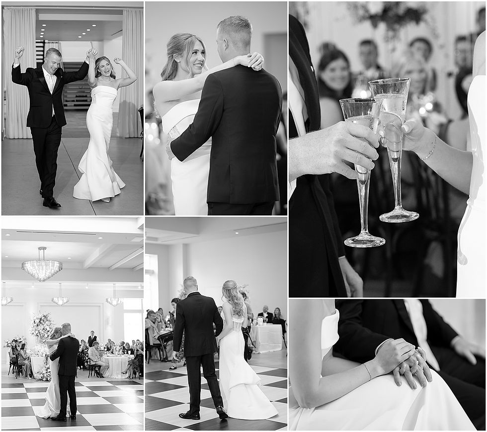 Westwood Vowery and Estate Wedding reception photos with bride and groom dancing