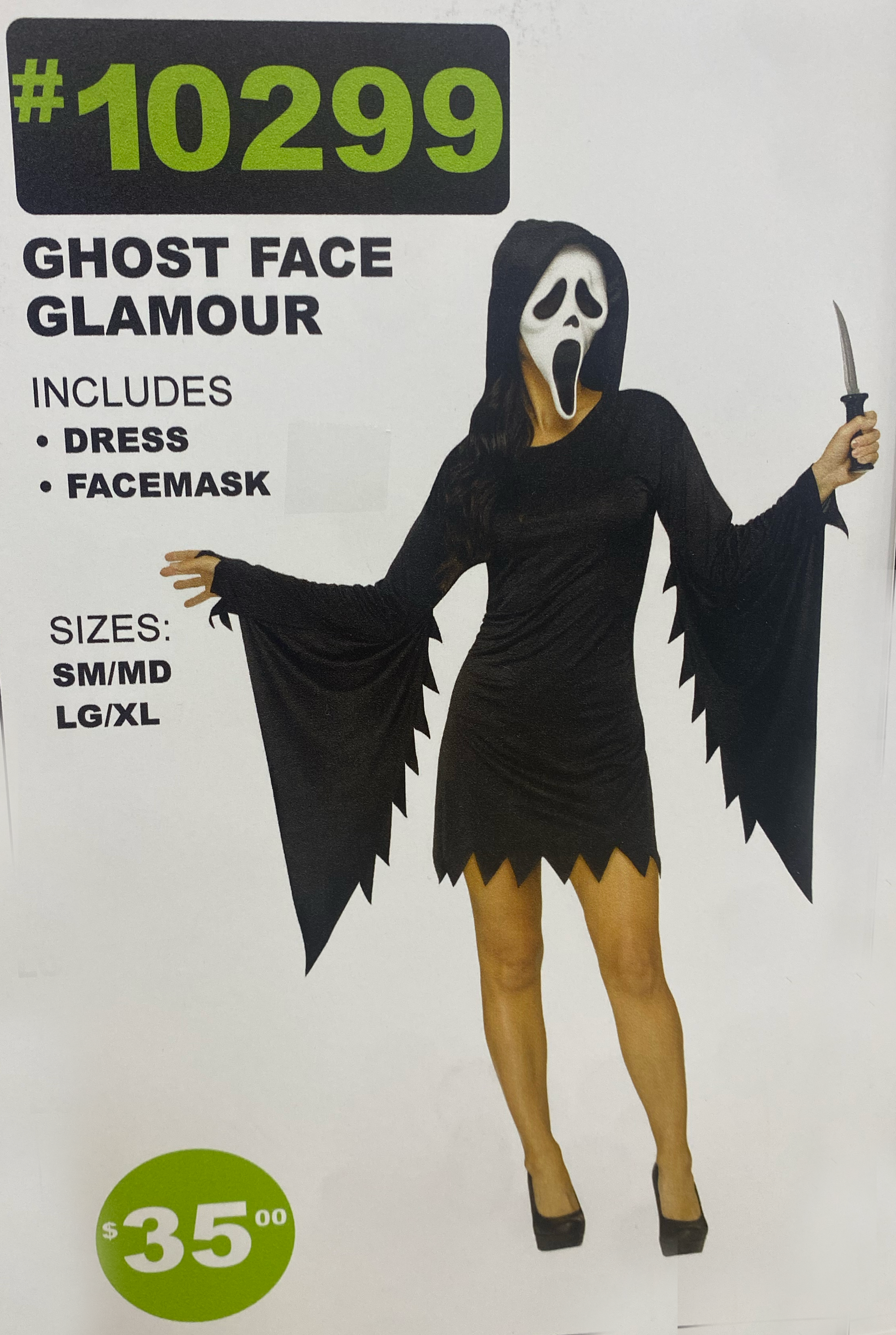 #10299- Ghost Face Glamour Women's Costume