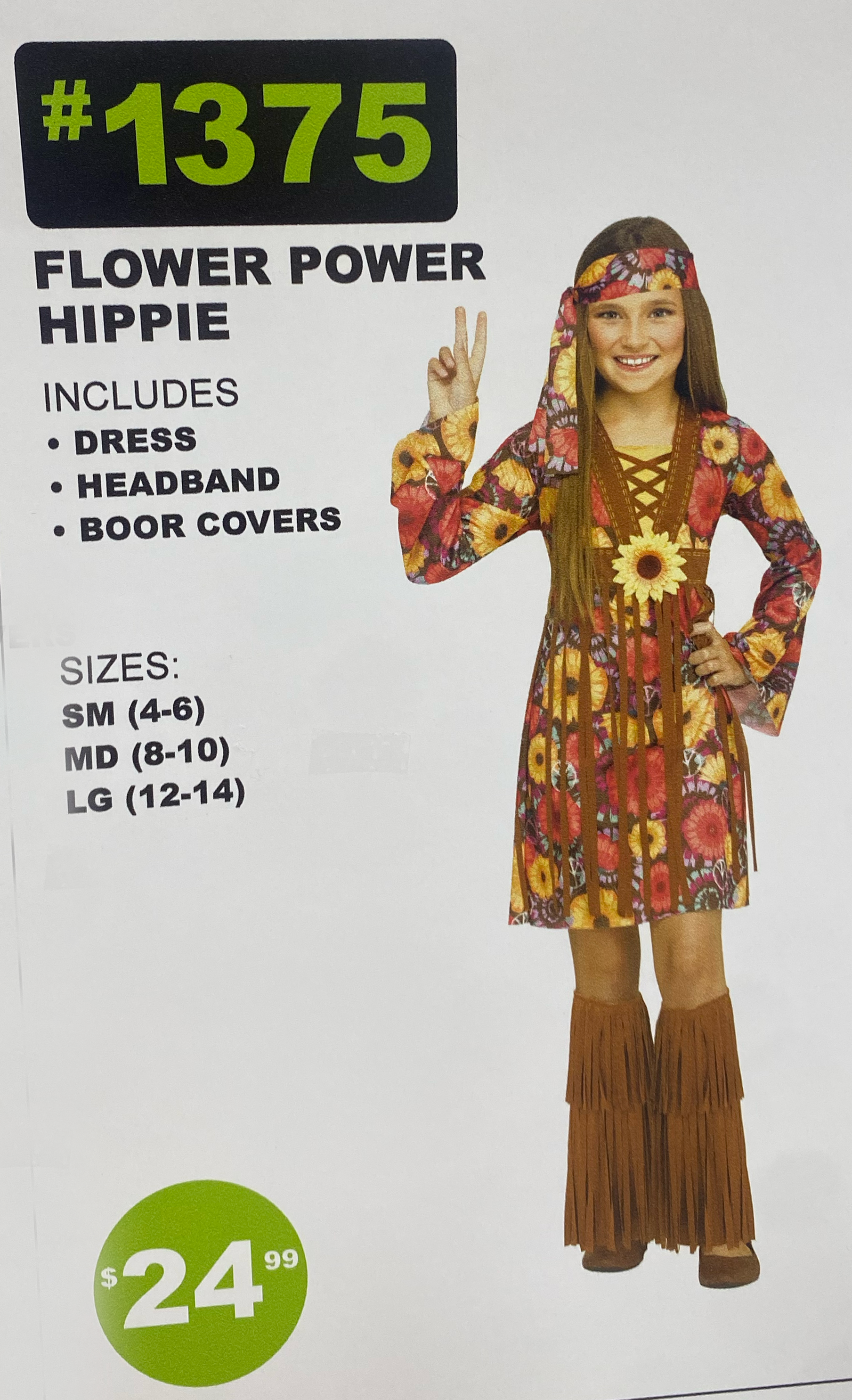 #1375 -Flower Power Hippie Girl's Costume