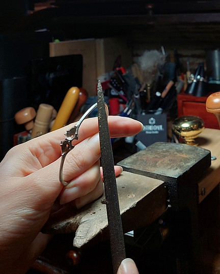 Astrid Dahl crafting jewellery in her Melbourne studio