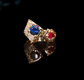 Bespoke sapphire and ruby ring