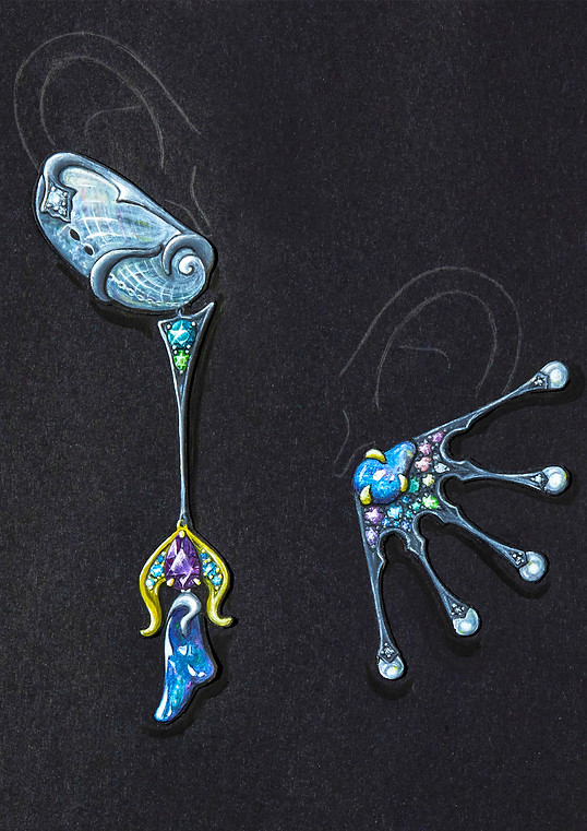 Custom Jewellery Design of Fantasy Opal Earrings by Astrid Dahl
