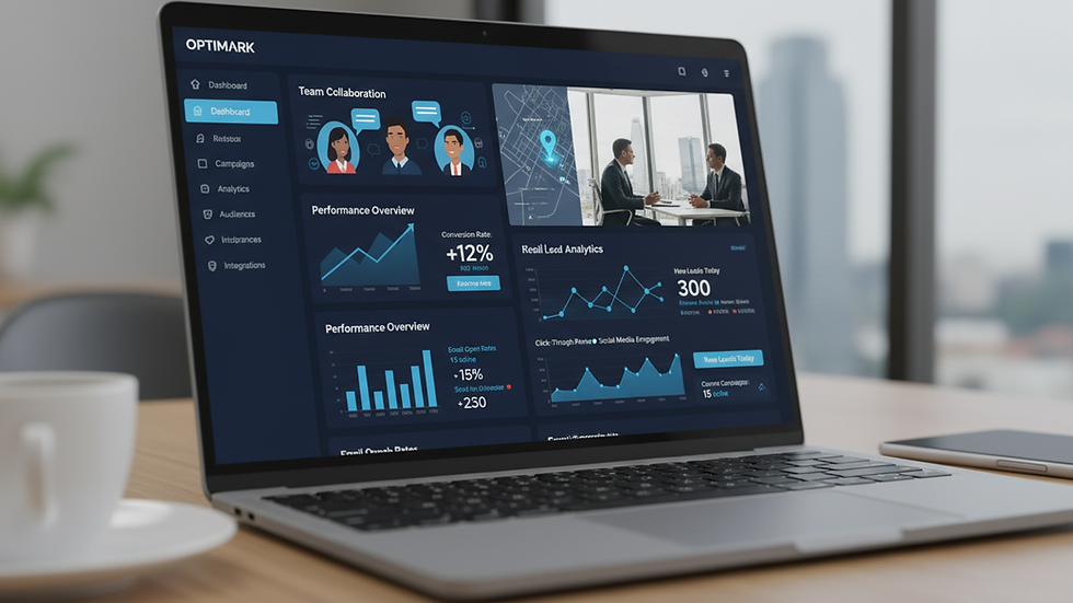 Close-up view of a laptop screen showing digital marketing automation software