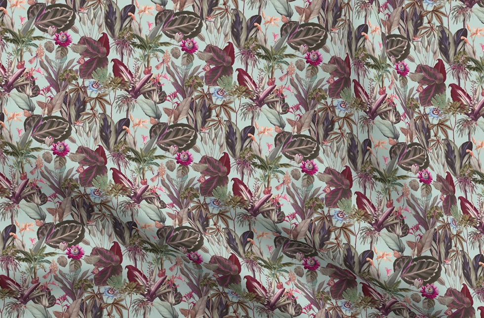 Thumbnail: Palms and Passion Flowers Fabric by the Metre, Lush Tropical Botanical