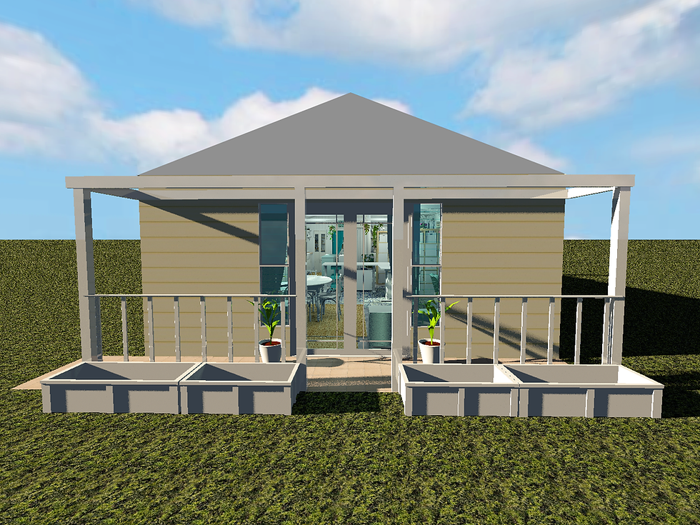 3D building plan for cottage exterior porch