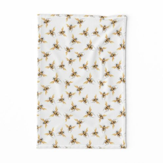 Thumbnail: Linen Tea Towel, Golden Honeybees, 100% Australian Handmade