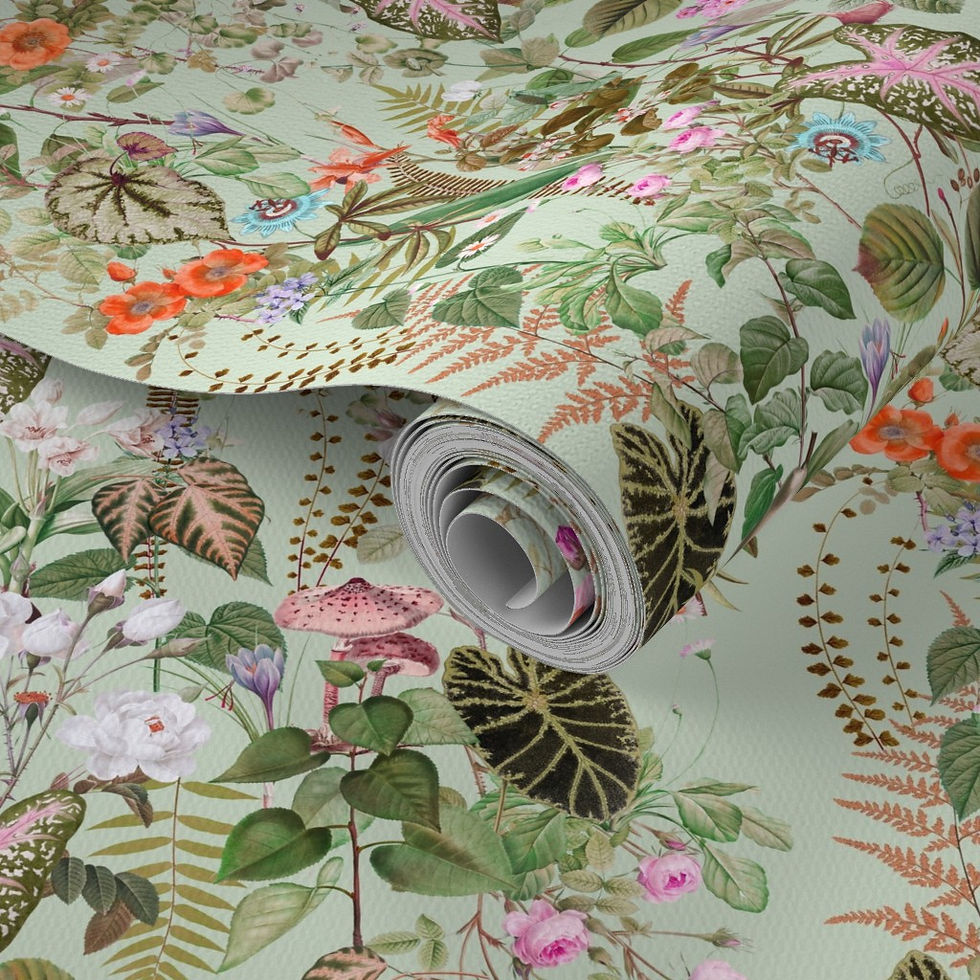 Thumbnail: Spring Cottage Drawer Liner Paper or Wallpaper, Fresh Mint