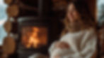 pregnant woman in front of a fire