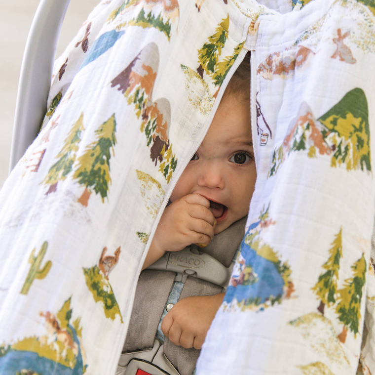Thumbnail: Wyoming Collection Muslin Car Seat Cover