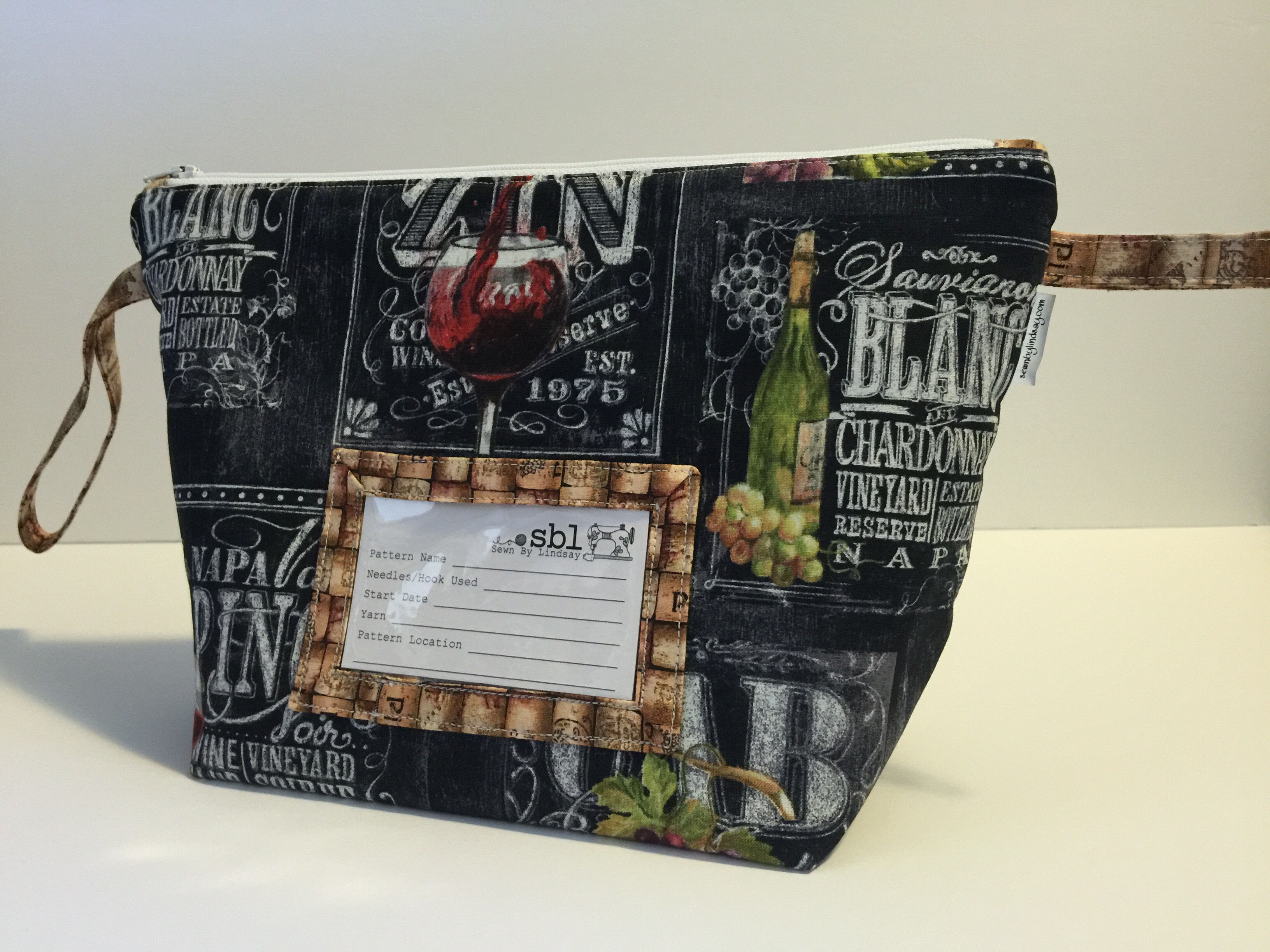 Wedge Project Bag w/project card pocket - Wine
