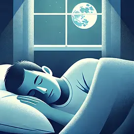 DALL·E 2025-03-18 18.20.25 - A person lying in bed, peacefully sleeping under a soft blank