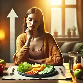 DALL·E 2025-03-18 18.13.11 - A person sitting at a table with a balanced plate of healthy