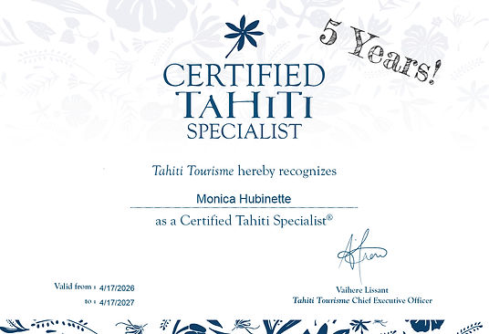 Certified Tahiti Specialist 2026-2027