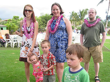 Half of our group enjoying a luau