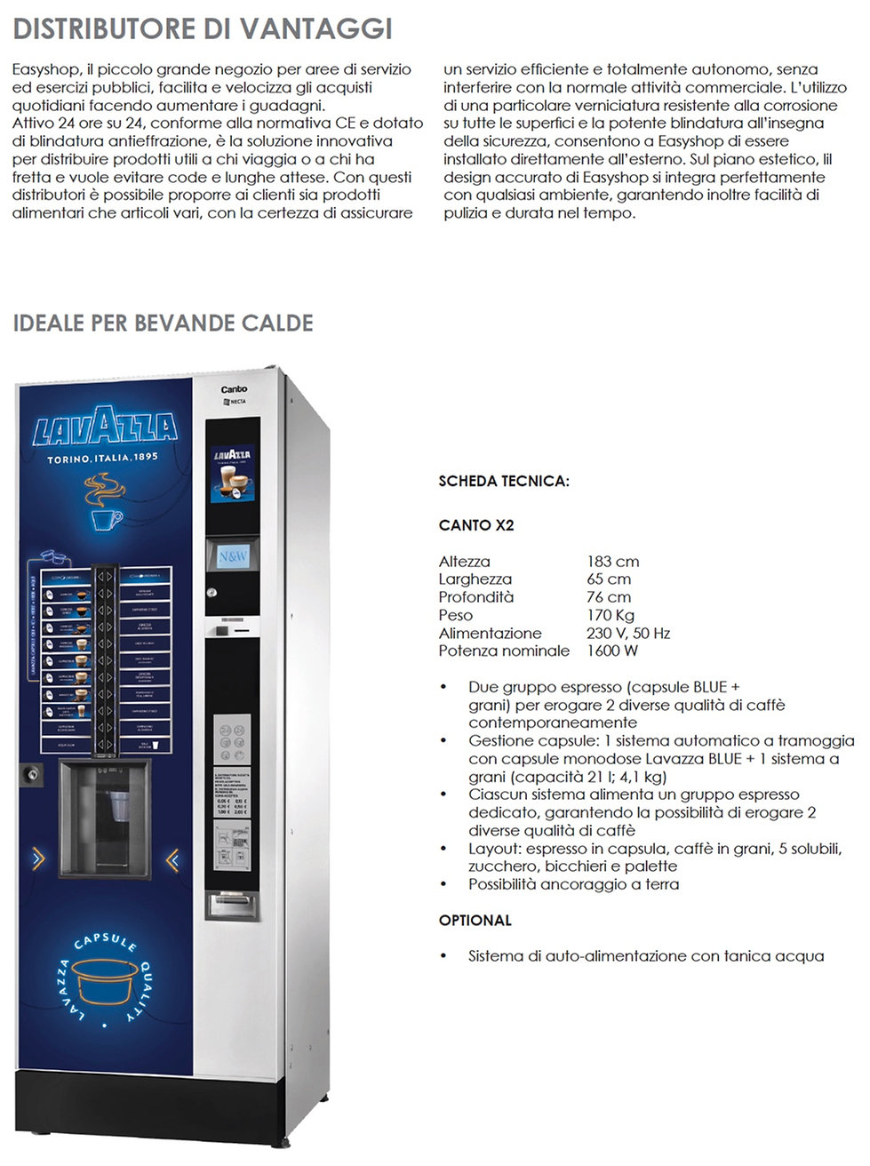 SISTEMA VENDING MACHINE EASYSHOP TRIVENDING PER STAZIONI AUTOLAVAGGI E PRODOTTI CARWASH