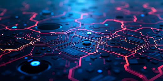 Gambar: Rangkaian PCB elektronik dengan pencahayaan neon - kesalahan umum dalam merangkai komponen.