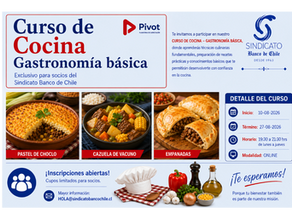 Postula al Curso de Cocina 2026 - Sindicato Banco de Chile.