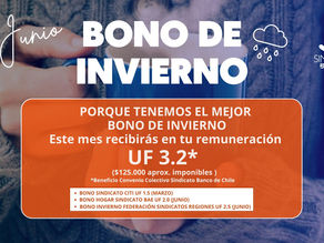 En Junio, recibirás el mejor BONO DE INVIERNO - Sindicato Banco de Chile.-