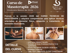 Postula al Curso de Masoterapia 2026 - Sindicato Banco de Chile.