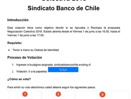 Procedimiento Votación Propuesta Negociación Colectiva 2018 - Sindicato Banco de Chile.