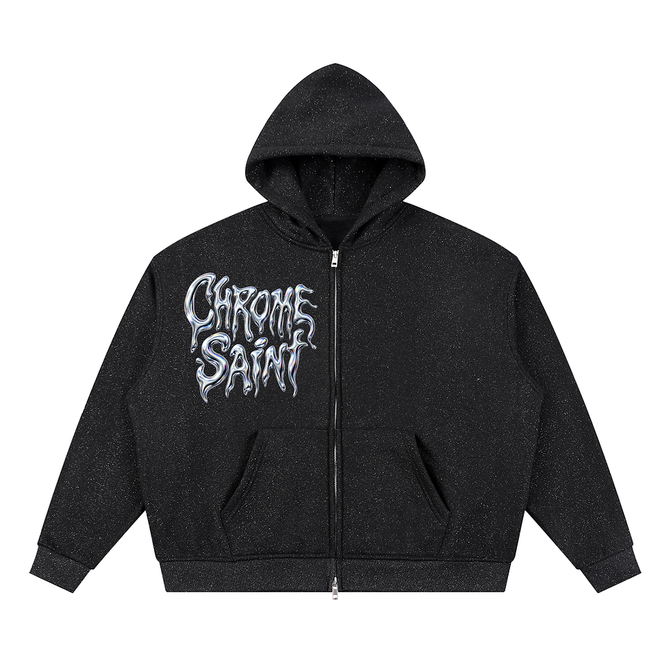 Thumbnail: CHROME SAINT Unisex Sparkles Full Zip Boxy Hoodie