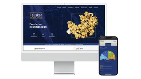 Mockup of Talisker Resources Website design on iMac and Mobile phone