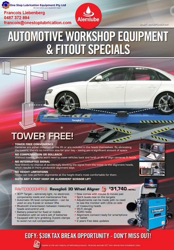 Automotive Workshop Equipment Specials:1 May - 30 September 2019