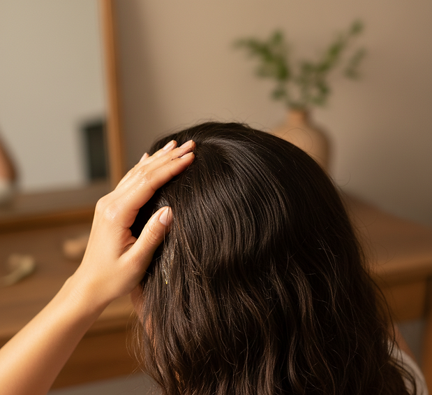Ayurvedic oil massage supporting scalp health
