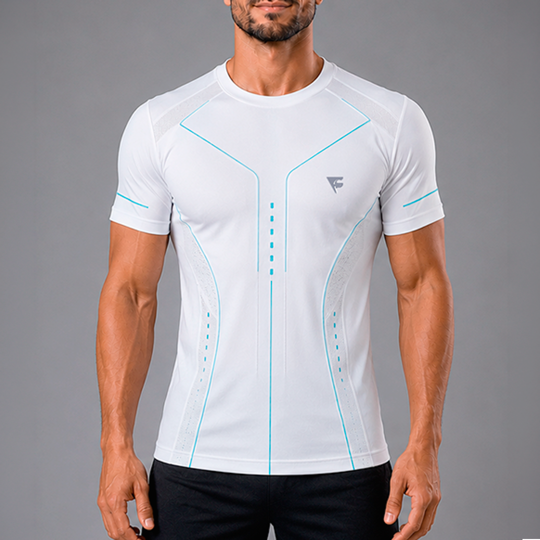 Camiseta masculina branca clean futurística