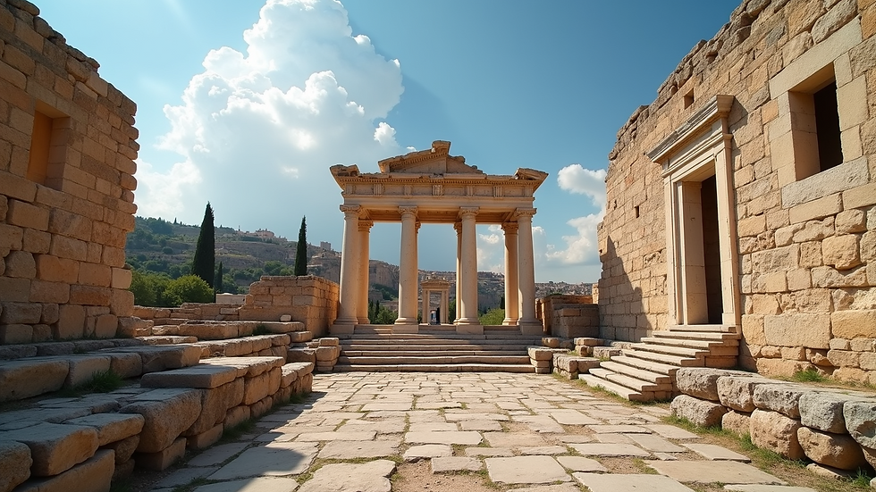 Wide angle view of a beautiful ancient structure dedicated to Minerva