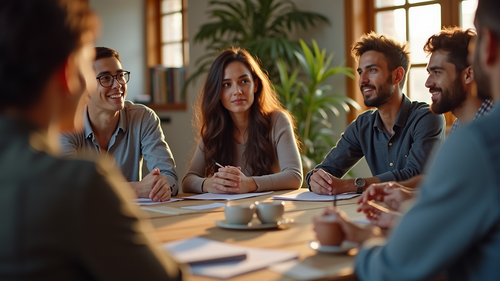 High angle view of a diverse group of people collaborating in a community meeting