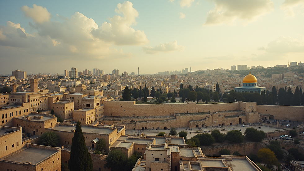 Eye-level view of the historic city of Jerusalem, a significant center for Semitic cultures