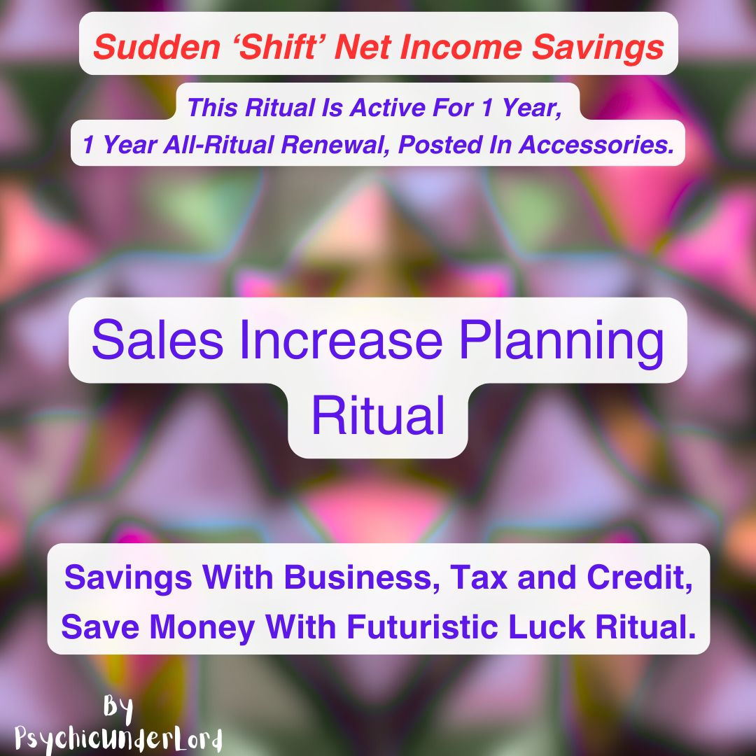 Sales Increase Planning, Net Income Money Savings Ritual