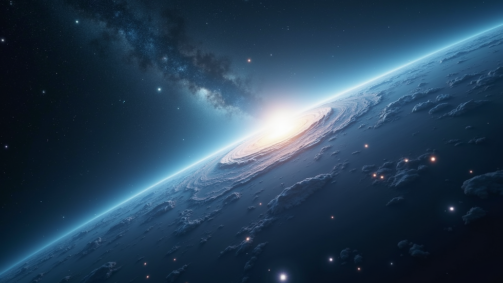 Wide angle view of interstellar space with a focus on energy waves